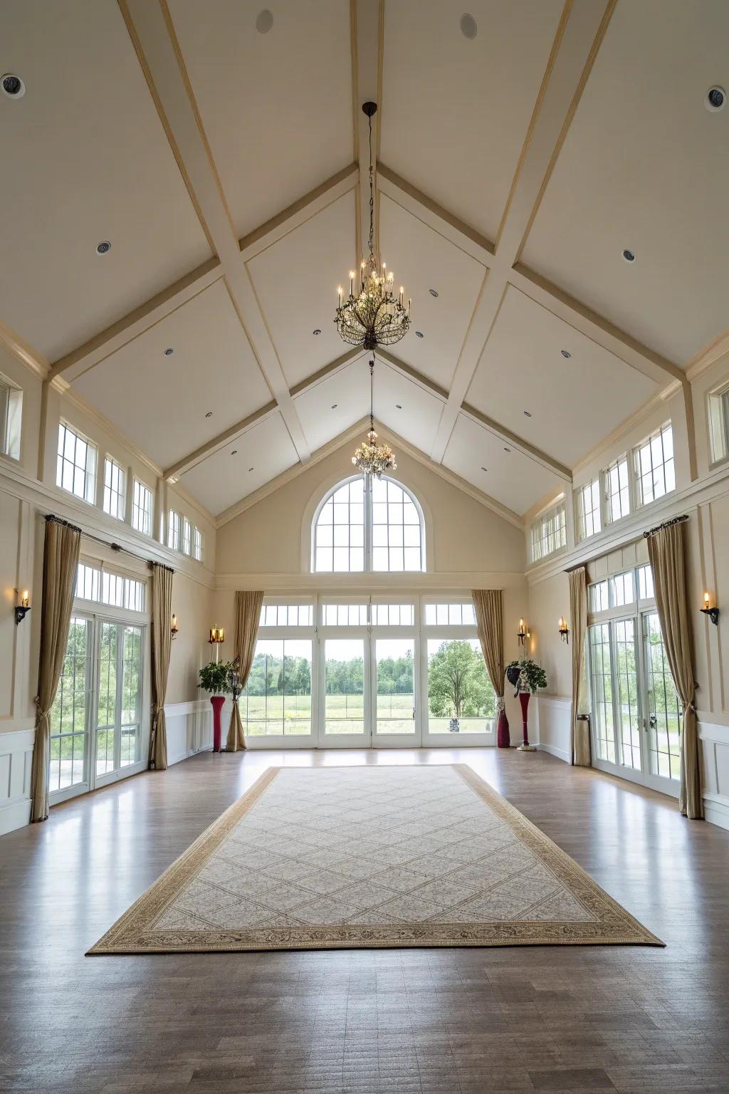 A locale showcasing a dramatic arched ceiling contributing to overall grandeur.
