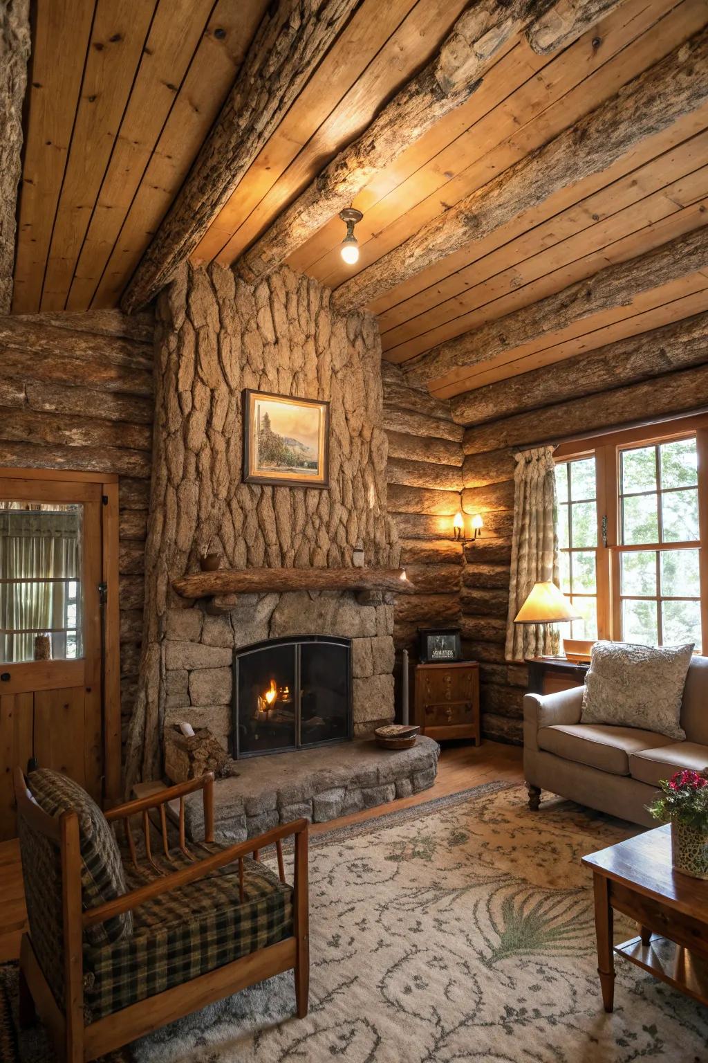 Welcome the outdoors in with the intrinsic charm of an arboreal bark texture.