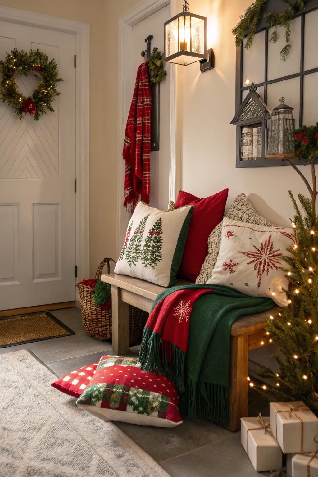 Textile accents bring warmth and comfort to your entryway.