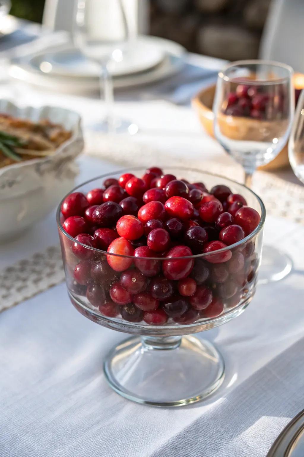 Vibrant and celebratory: cranberries append a cascade of holiday color.
