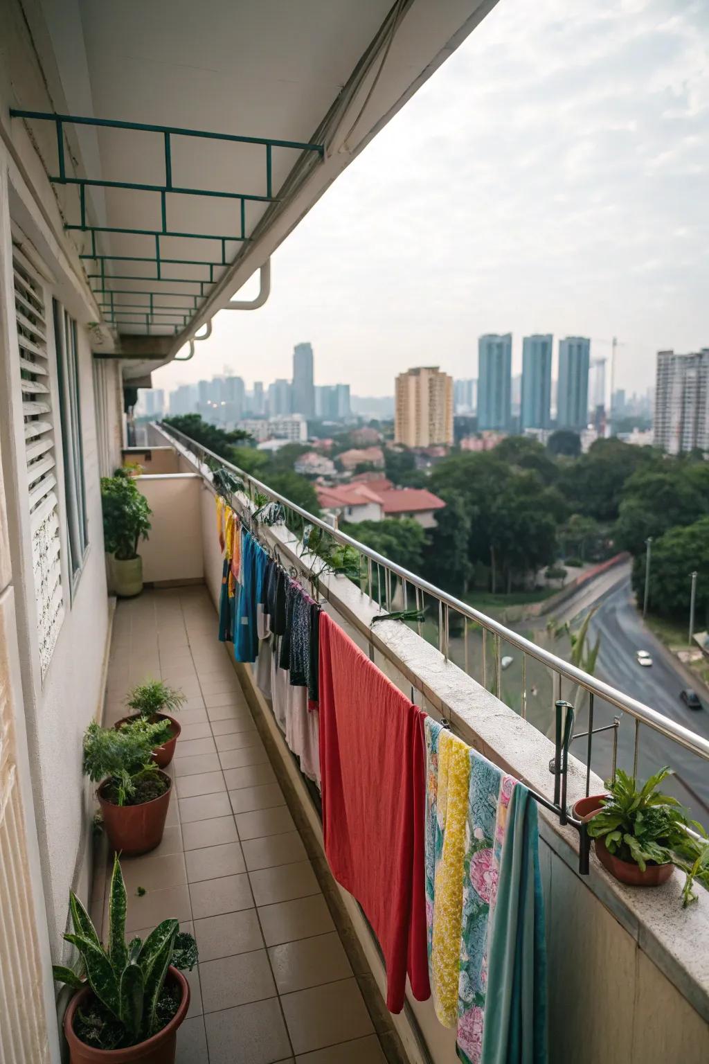 Effortlessly air garments using a sheave system clothesline.