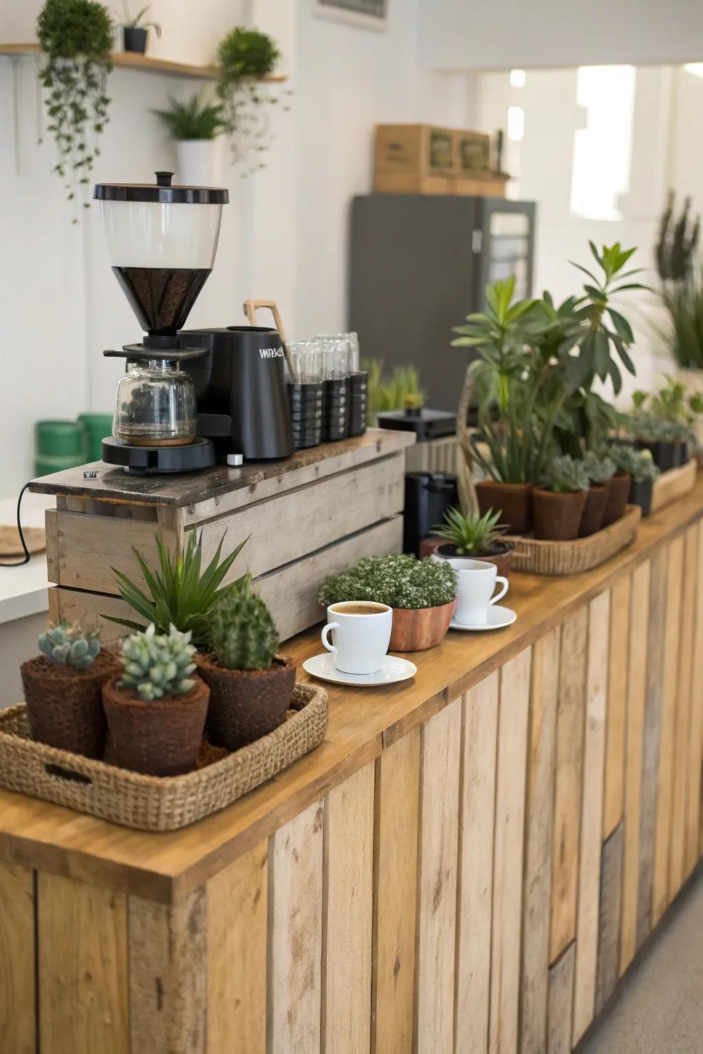 Vegetation introducing a rejuvenating facet to your coffee arrangement.