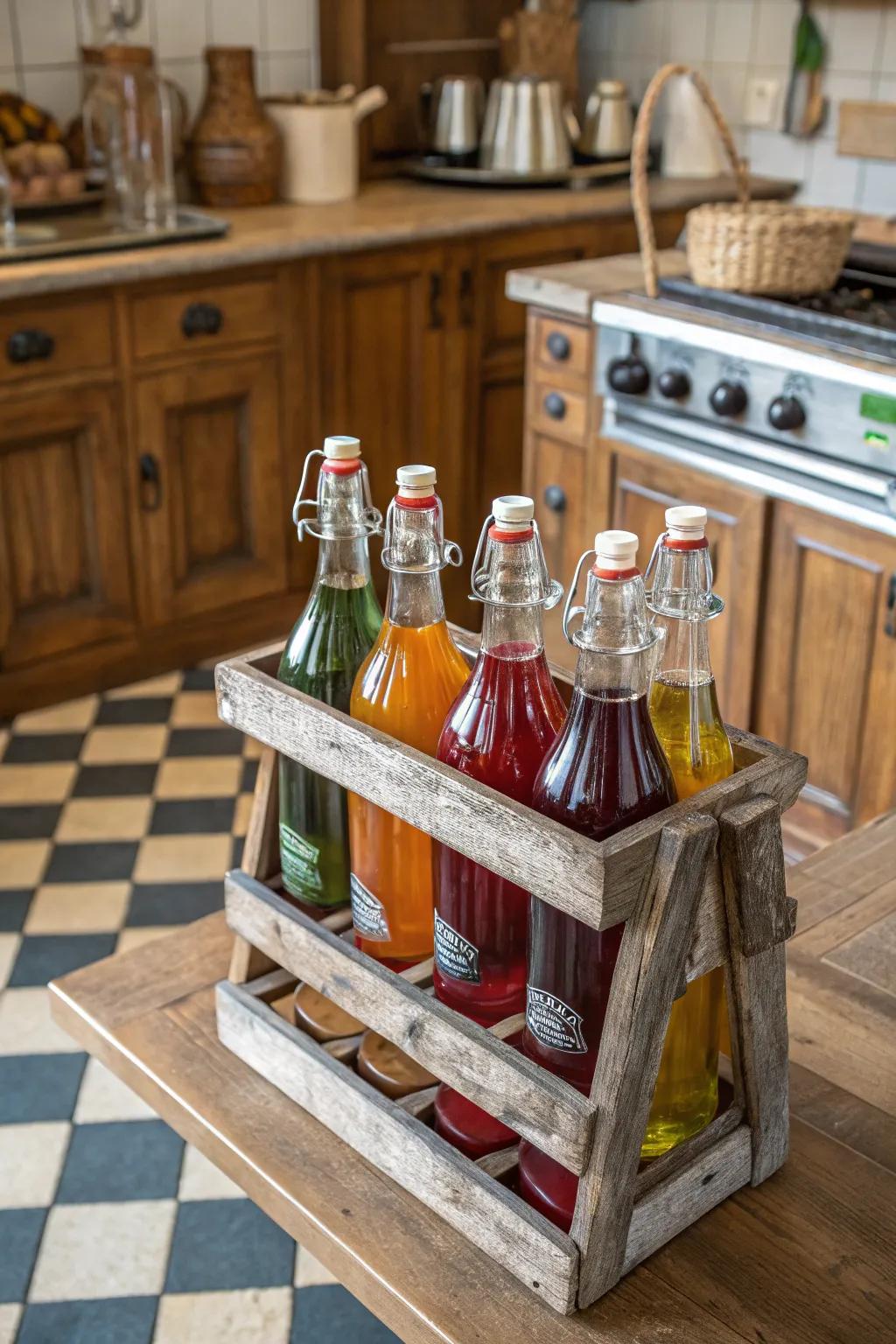 Classic glass bottles offer a charming, nostalgic look.