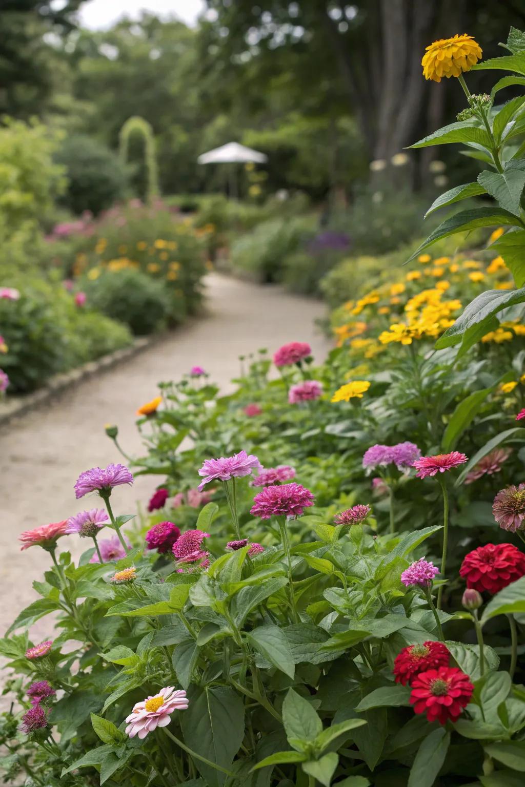 Multi-colored plantings deliver visual fascination throughout the year.