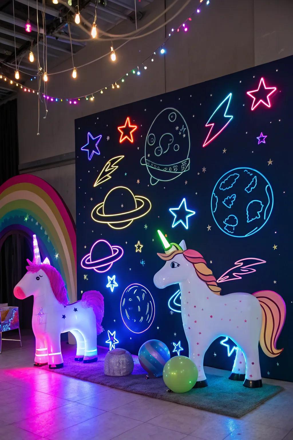 An intriguing backdrop merging unicorn and space themes.
