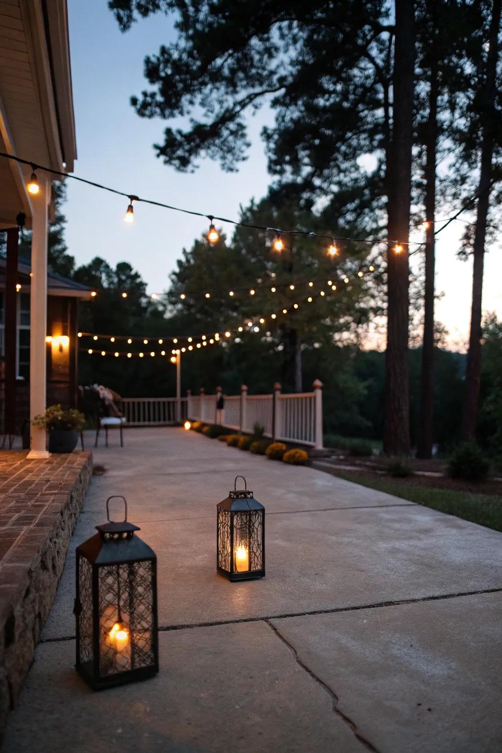 Ambient lighting establishes the ambiance for late-night gatherings.