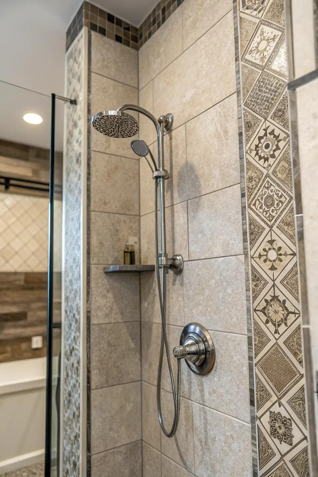 Structured squares append dimension and palpable intrigue to your shower.