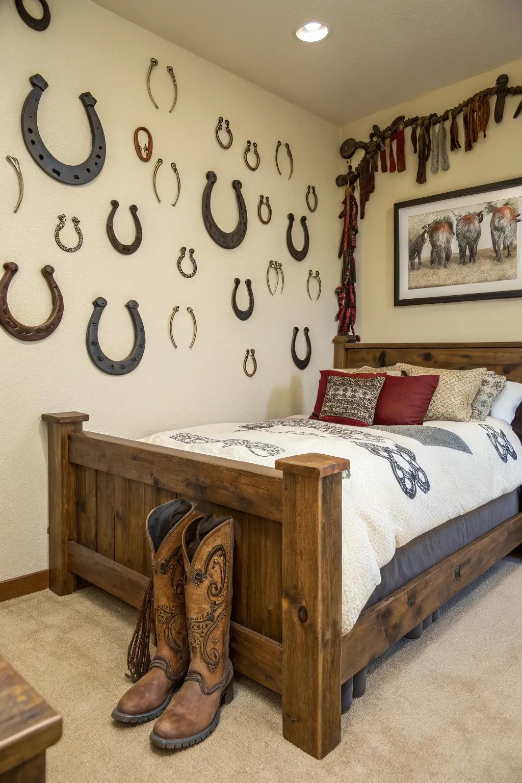 Horseshoes add a whimsical, lucky appeal.