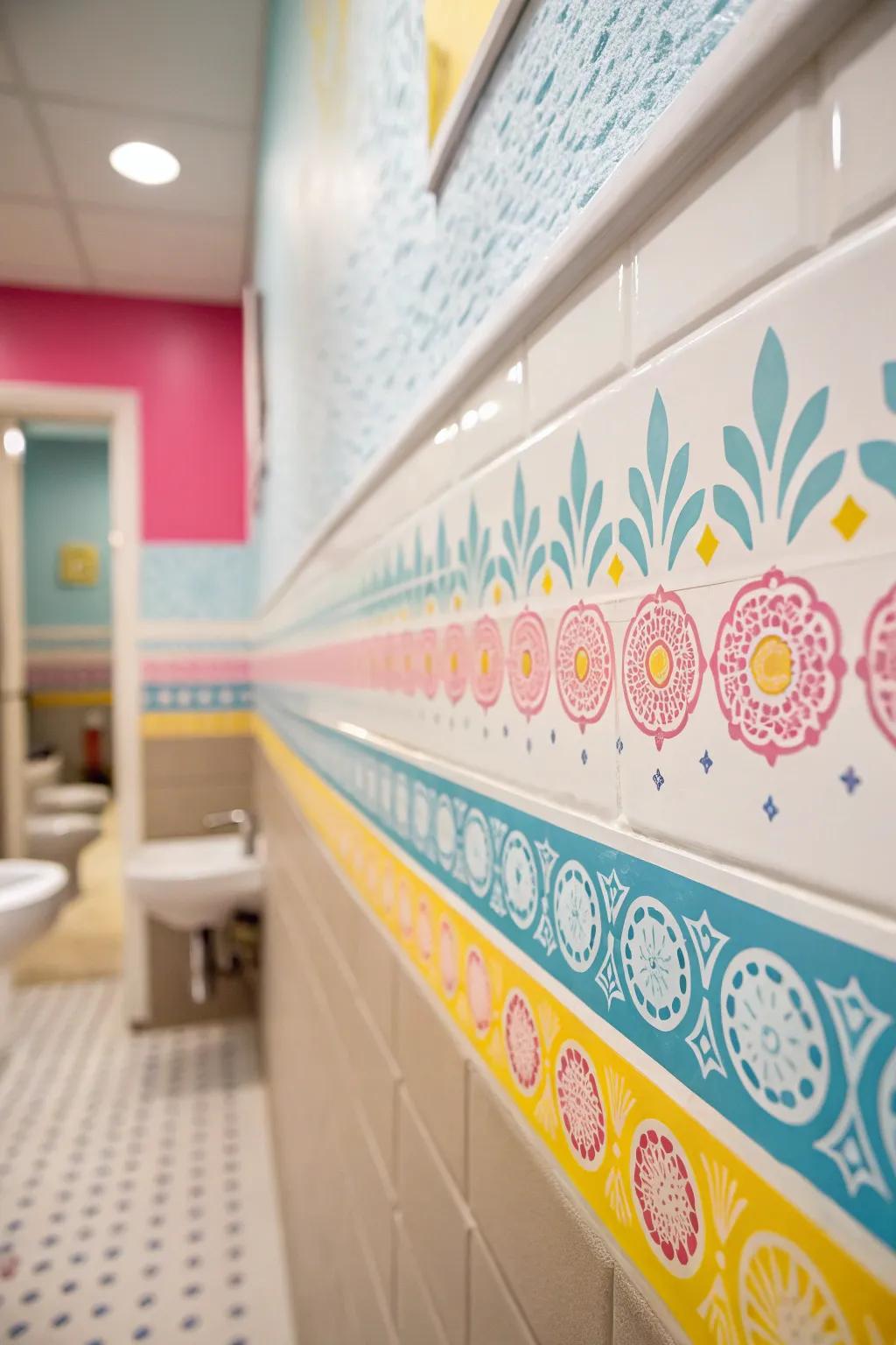 Chromatic borders infuse vibrancy and cheerfulness into your dwelling.