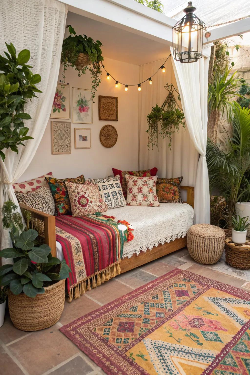 Increase warmth by using a boho-chic daybed design.