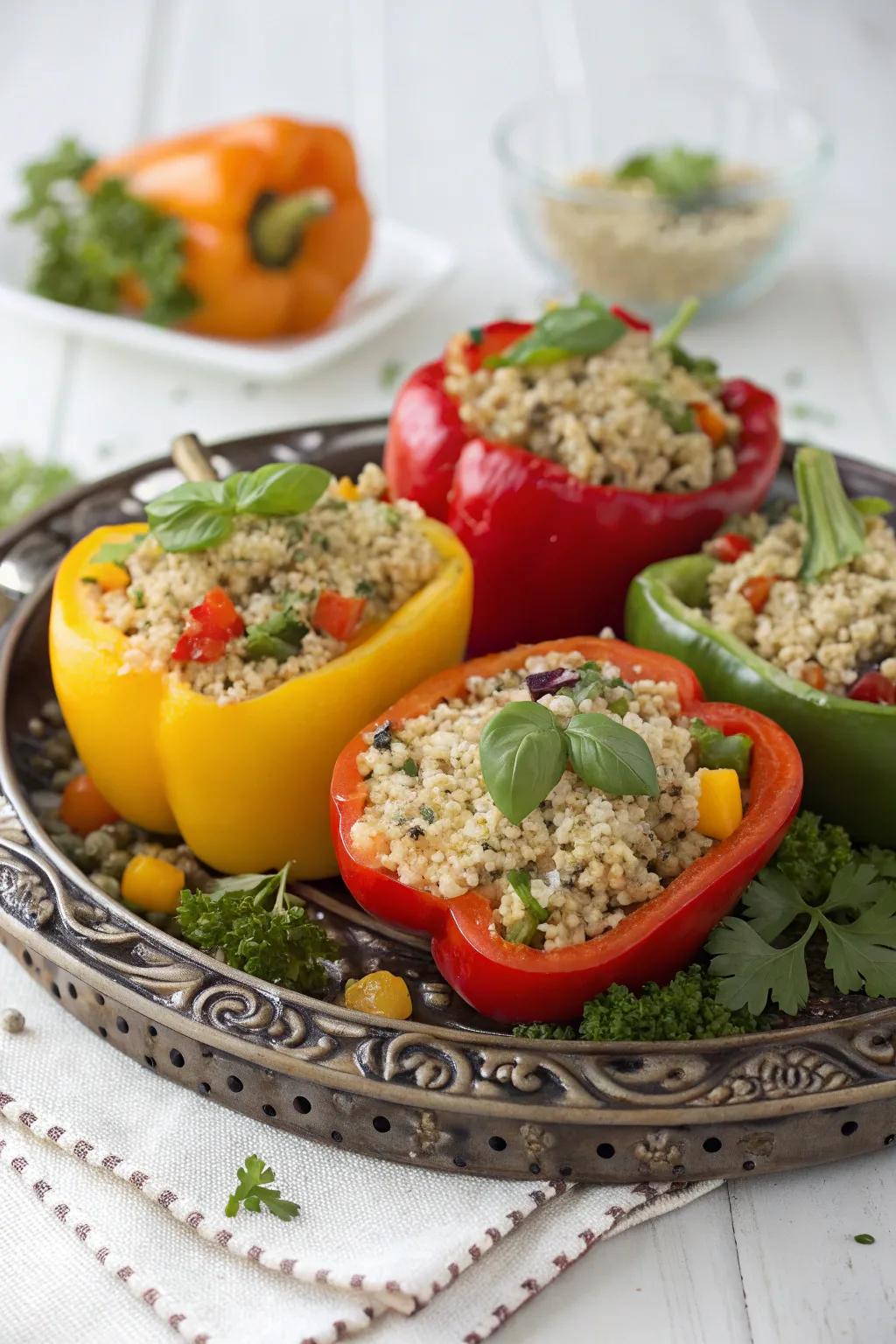 Festive stuffed peppers, a vibrant and wholesome holiday selection.