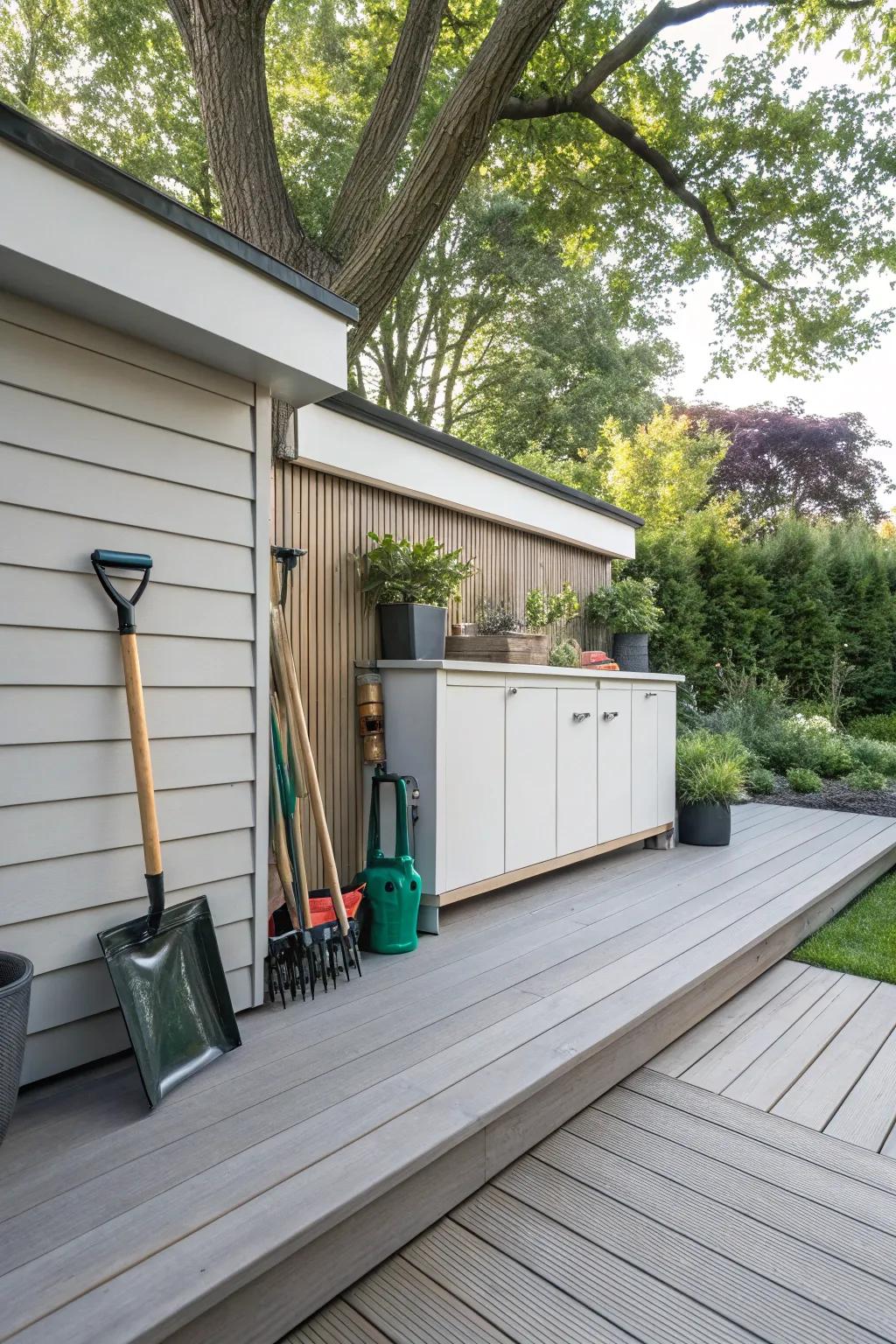 Fascia with hidden storage keeps your deck tidy and functional.
