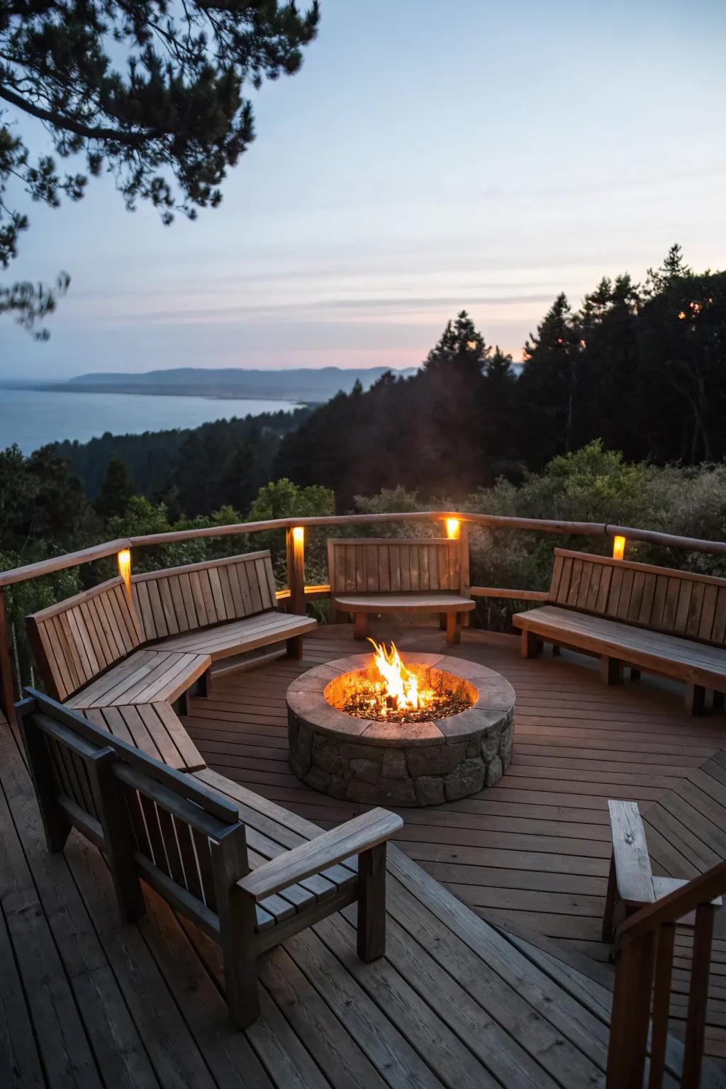Fire pit seating creates a warm and inviting atmosphere.