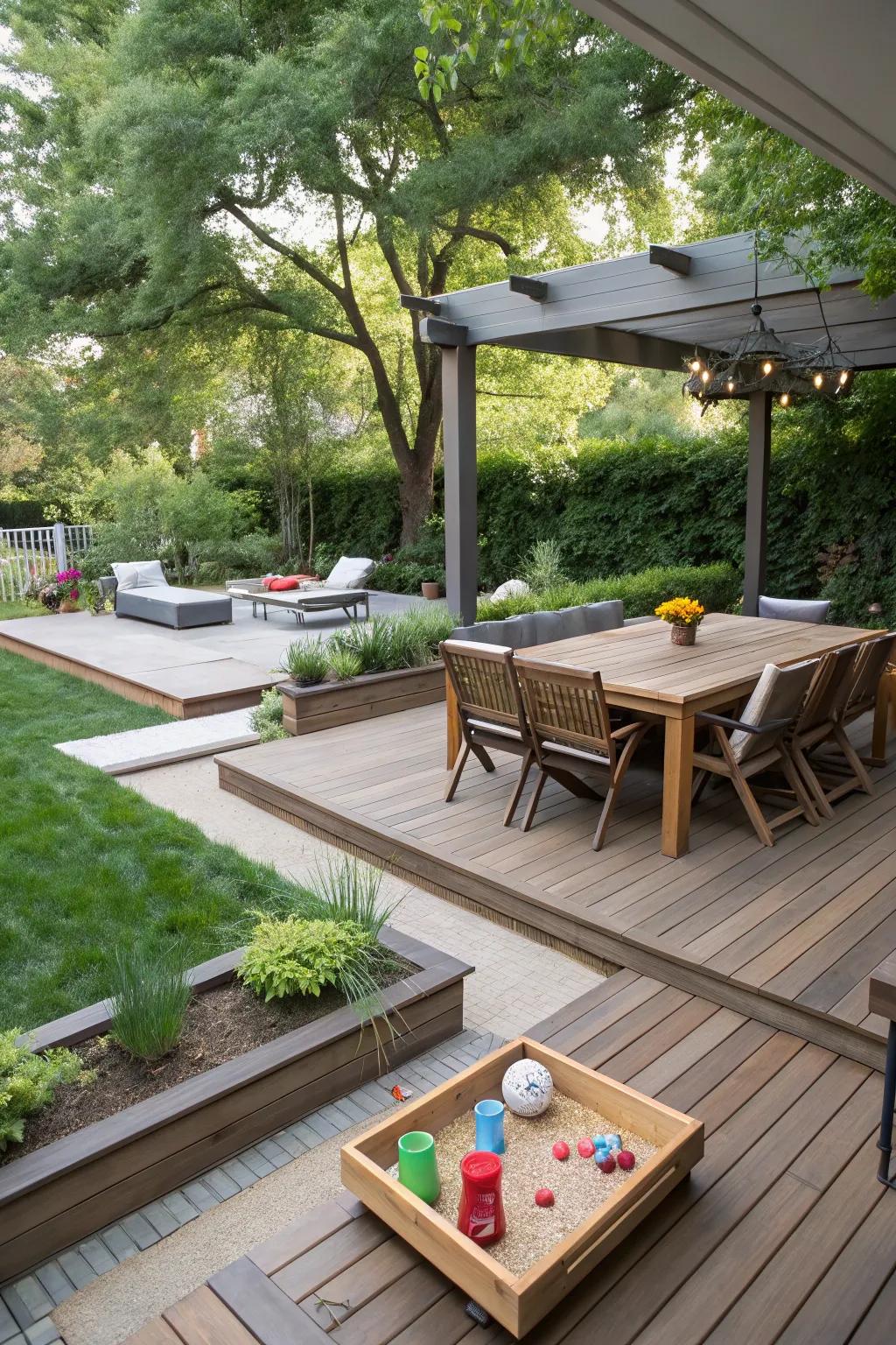 Functional zones enhance the utility of your deck.