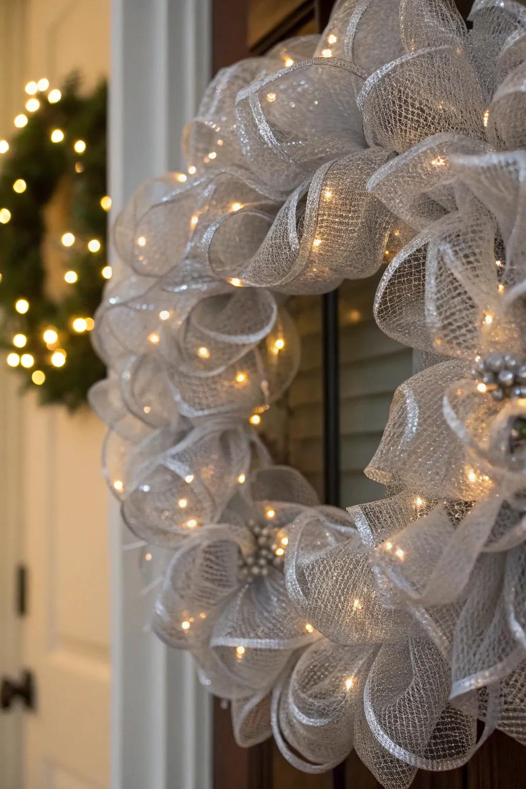 Metallic accents lend an air of sophistication to this autumn wreath.