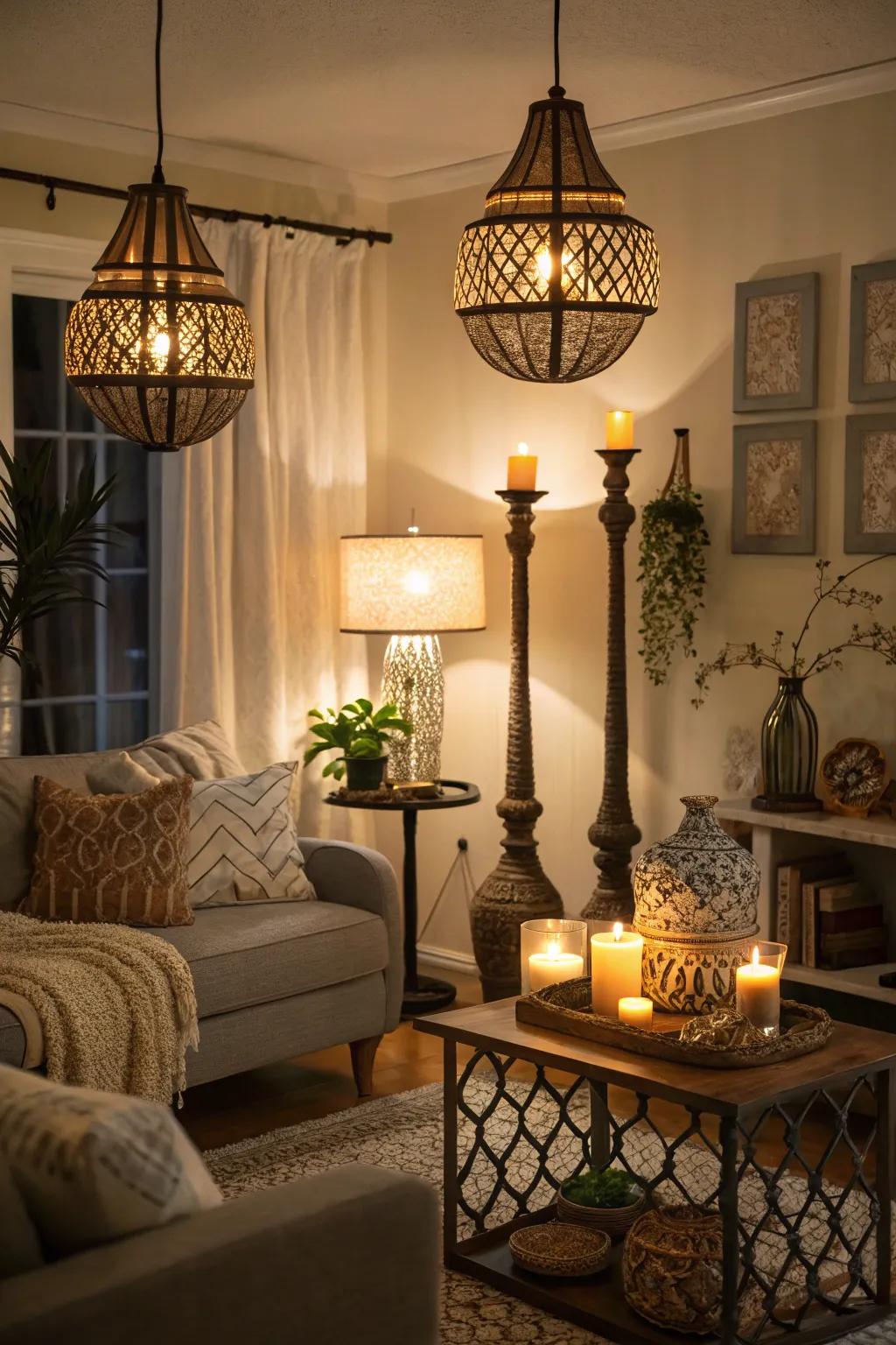 Organized illumination sets a cozy ambiance.