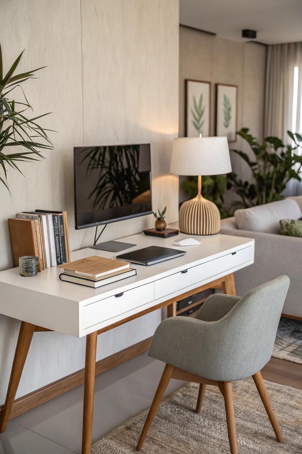An understated design can create a calm and focused work environment.