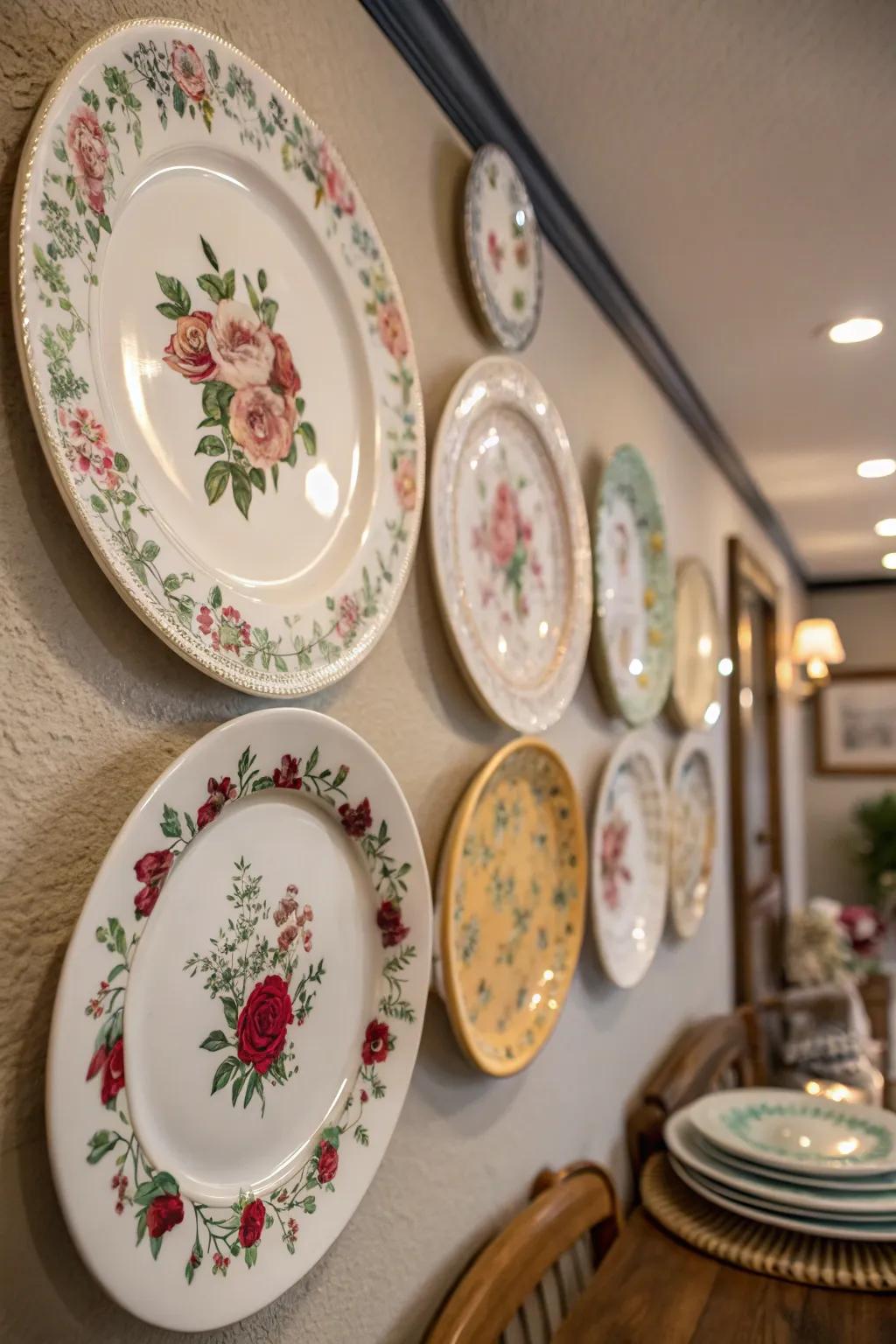 Botanical patterned plates contribute a natural and intimate nuance.