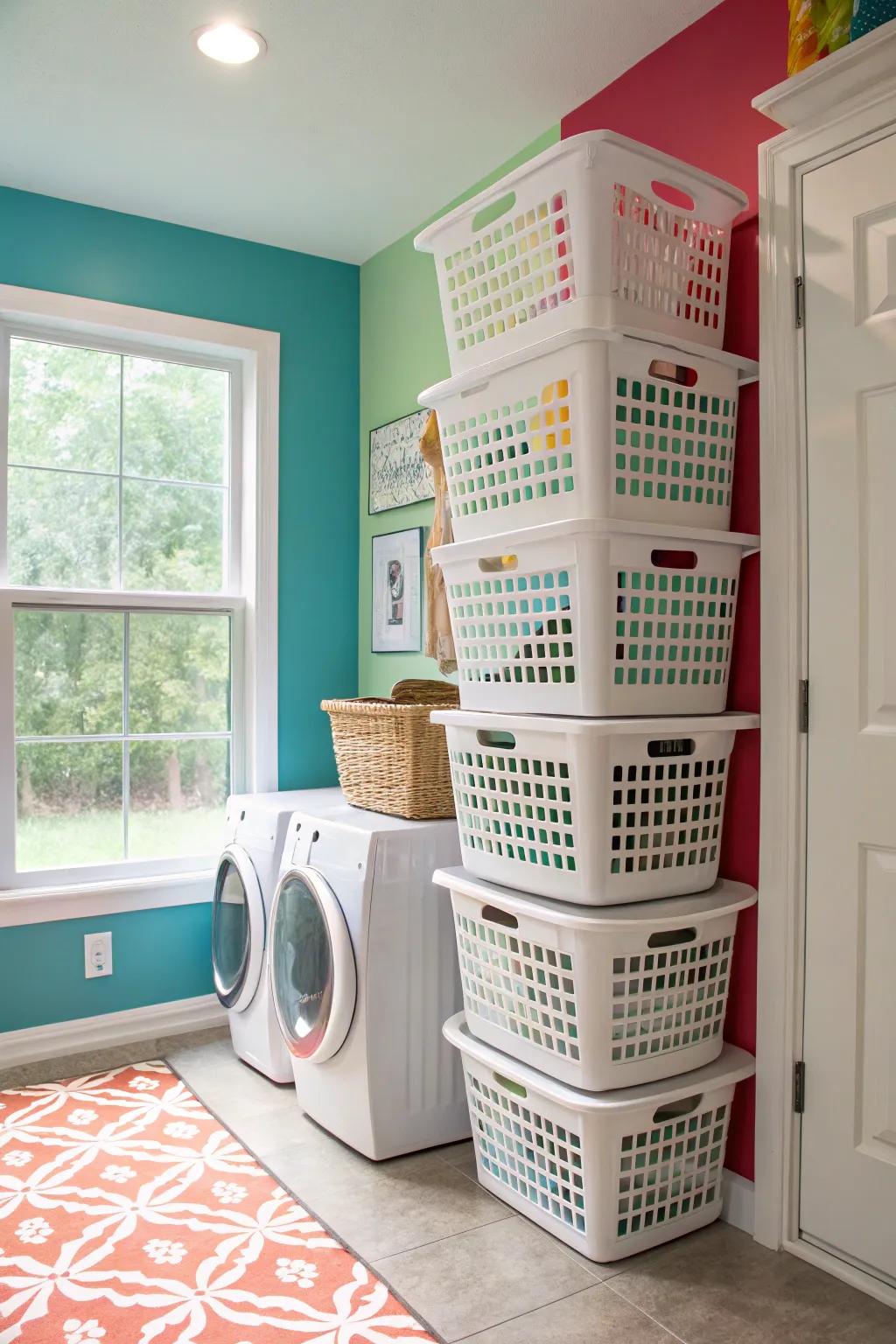 Fully utilize the height with stacked crates.