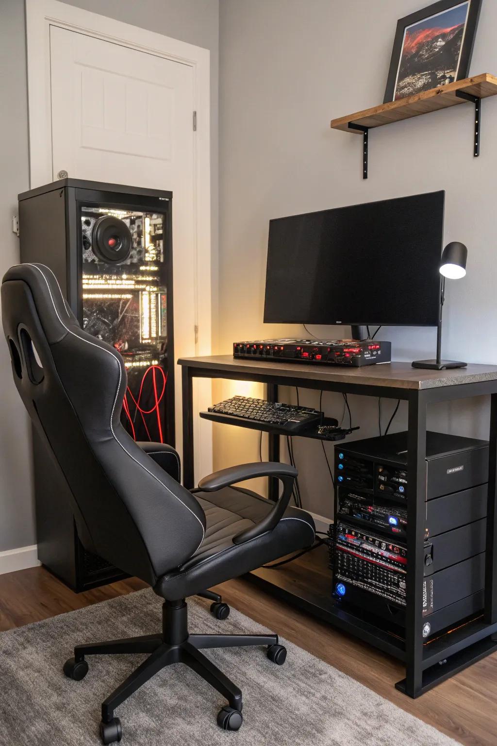 Tidy wires foster a heightened gaming experience.