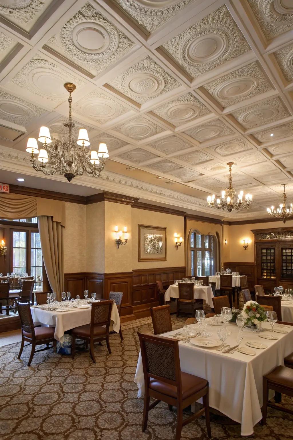 Without going over budget, faux coffering adds elegance.