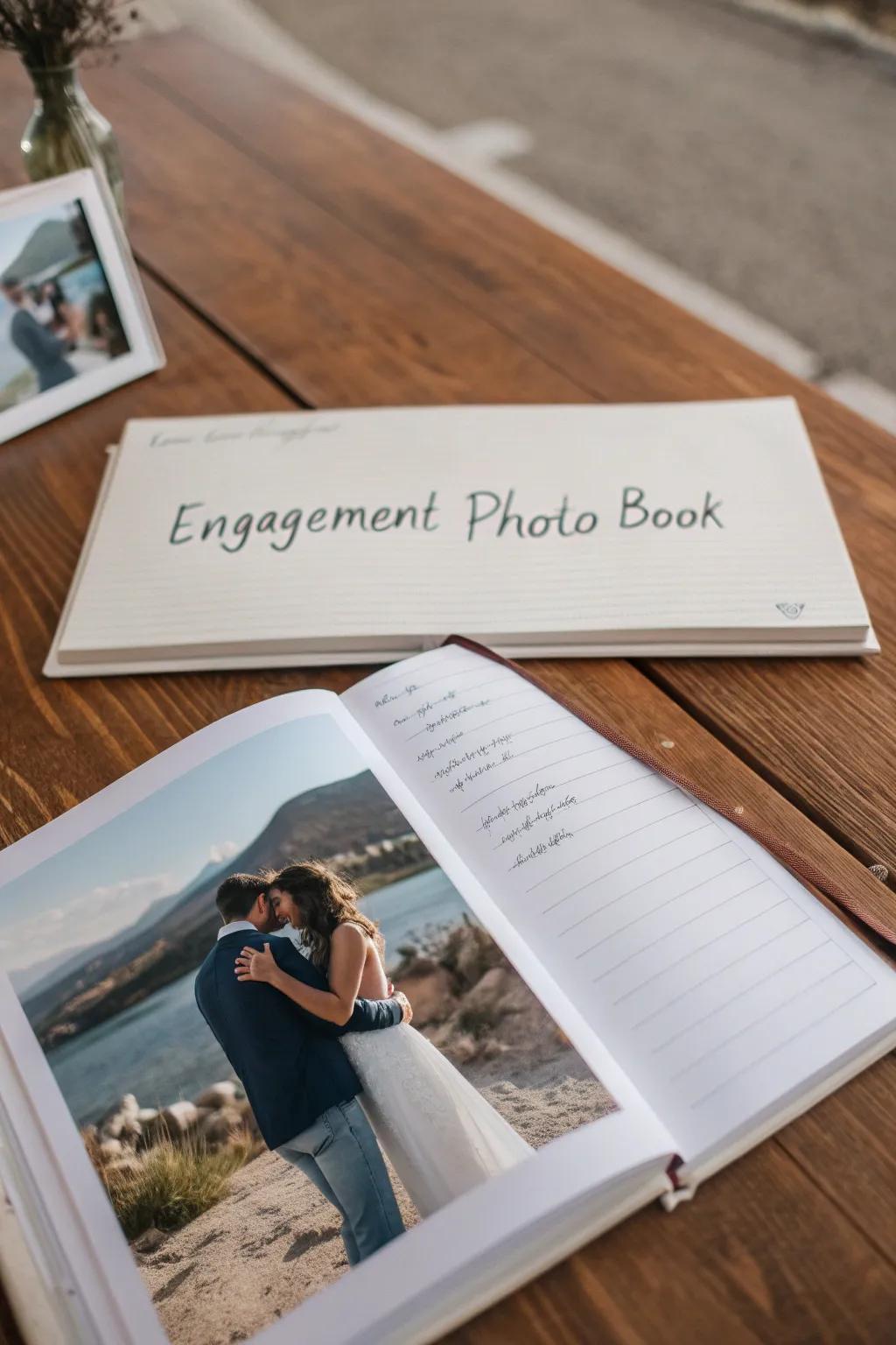 Personal sentiments impart a sincere nuance to an engagement photo compilation.