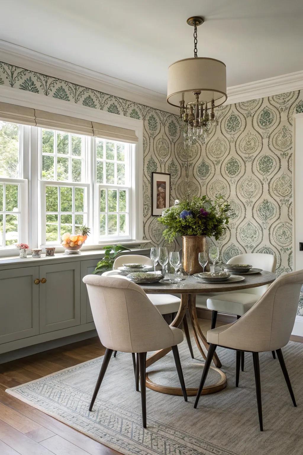 Applying fabric wallpaper to accent walls has the potential to dramatically alter any given space.