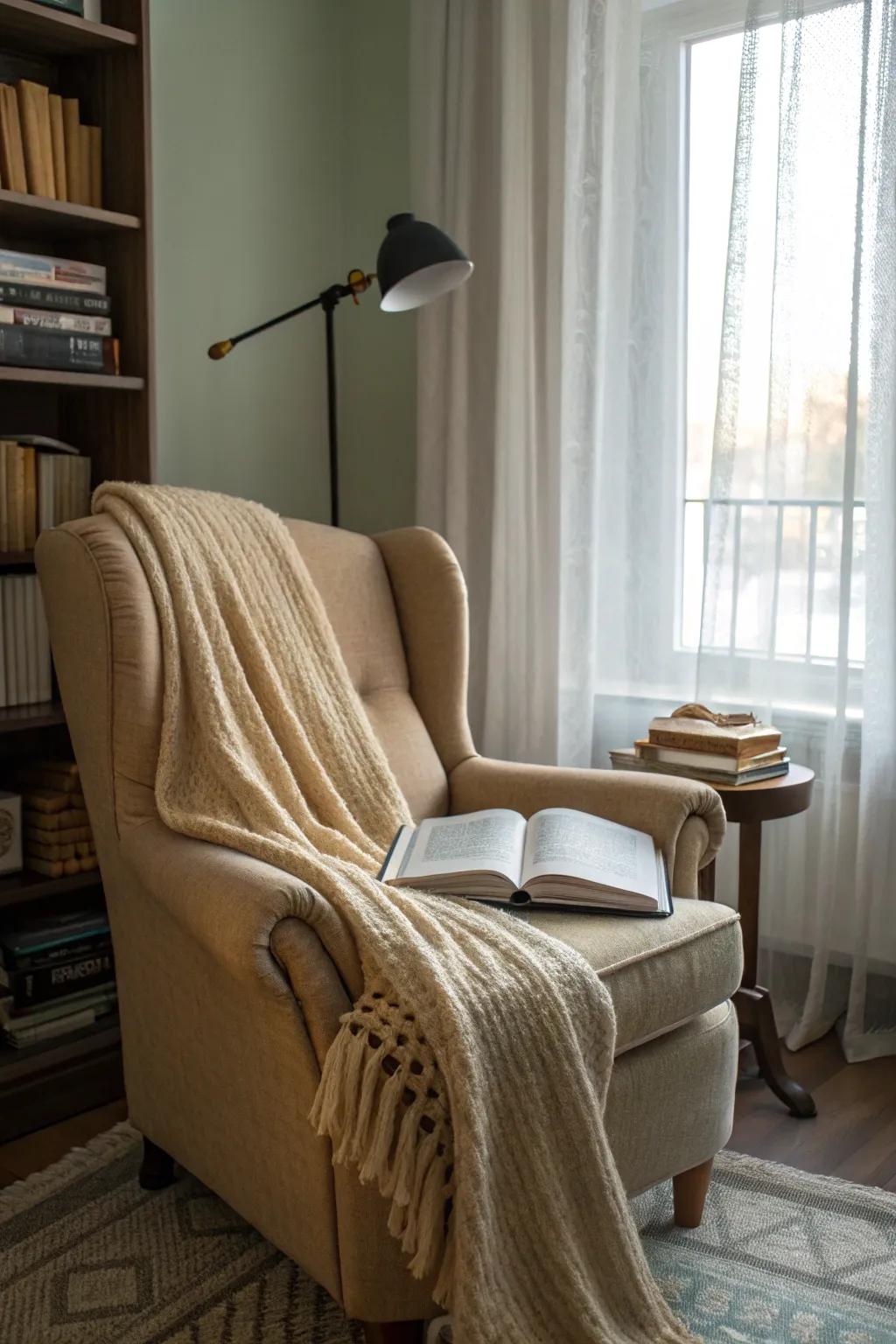 A comforting perusing corner is impeccable for appreciating autumnal evenings.