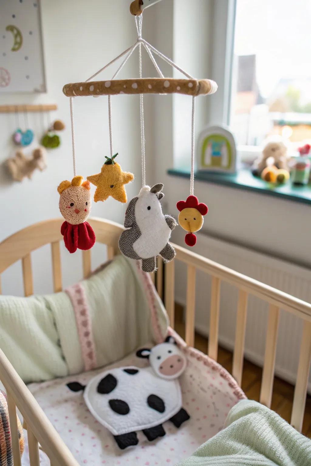 A charming mobile introduces motion and joy to your baby's room.