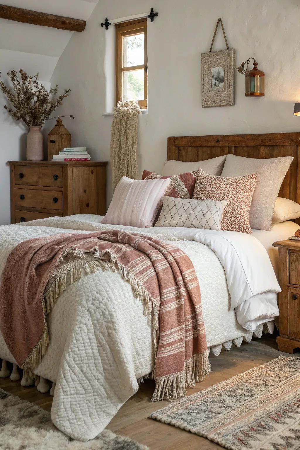 Inviting bedding encourages relaxation and adds personal style.