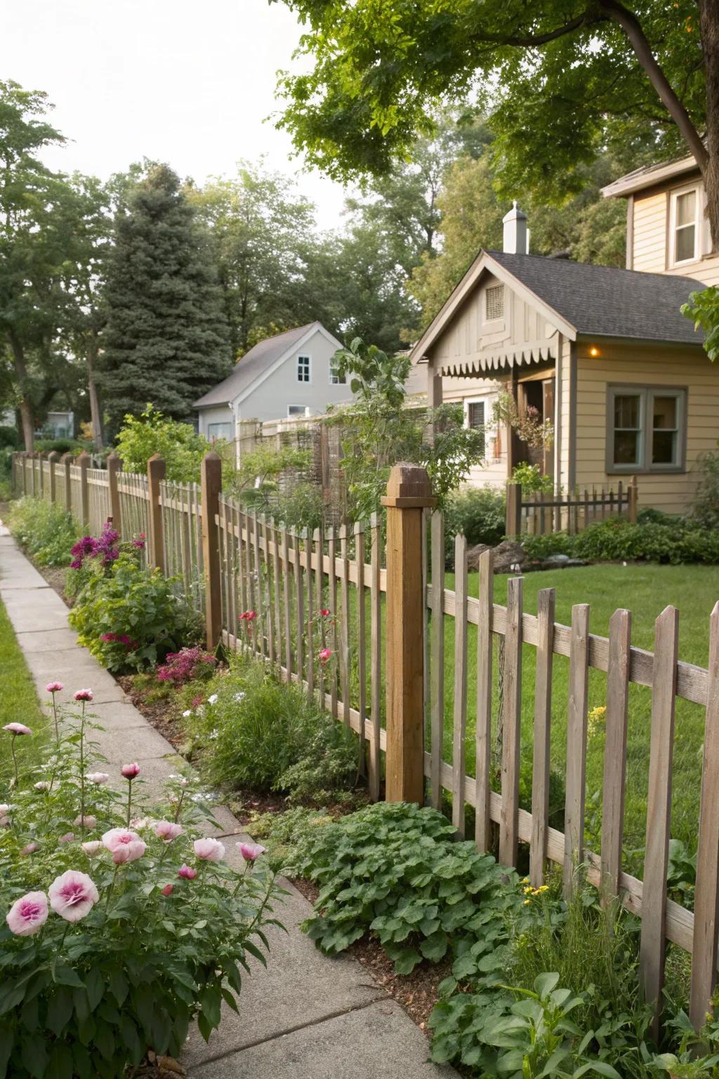 Impart dimension through fences of varying heights.