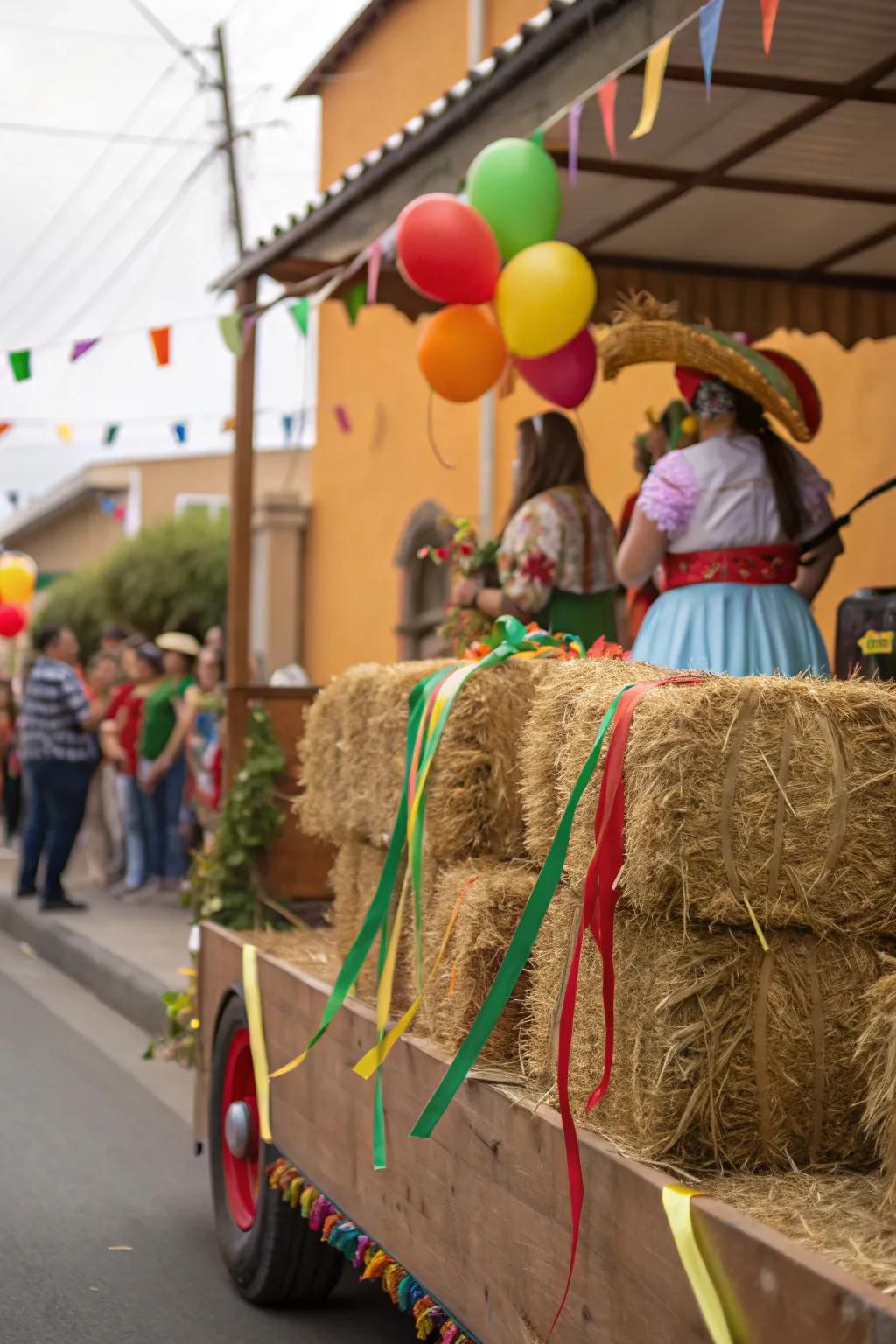 Hay packs adding a simple touch to the float.