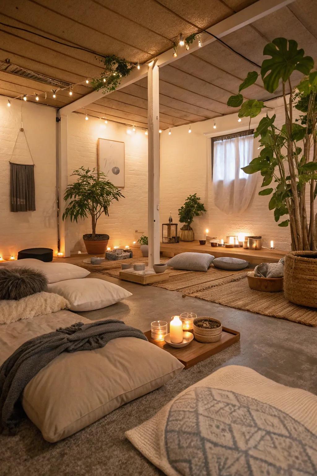 Achieve serenity in a dedicated meditation area.