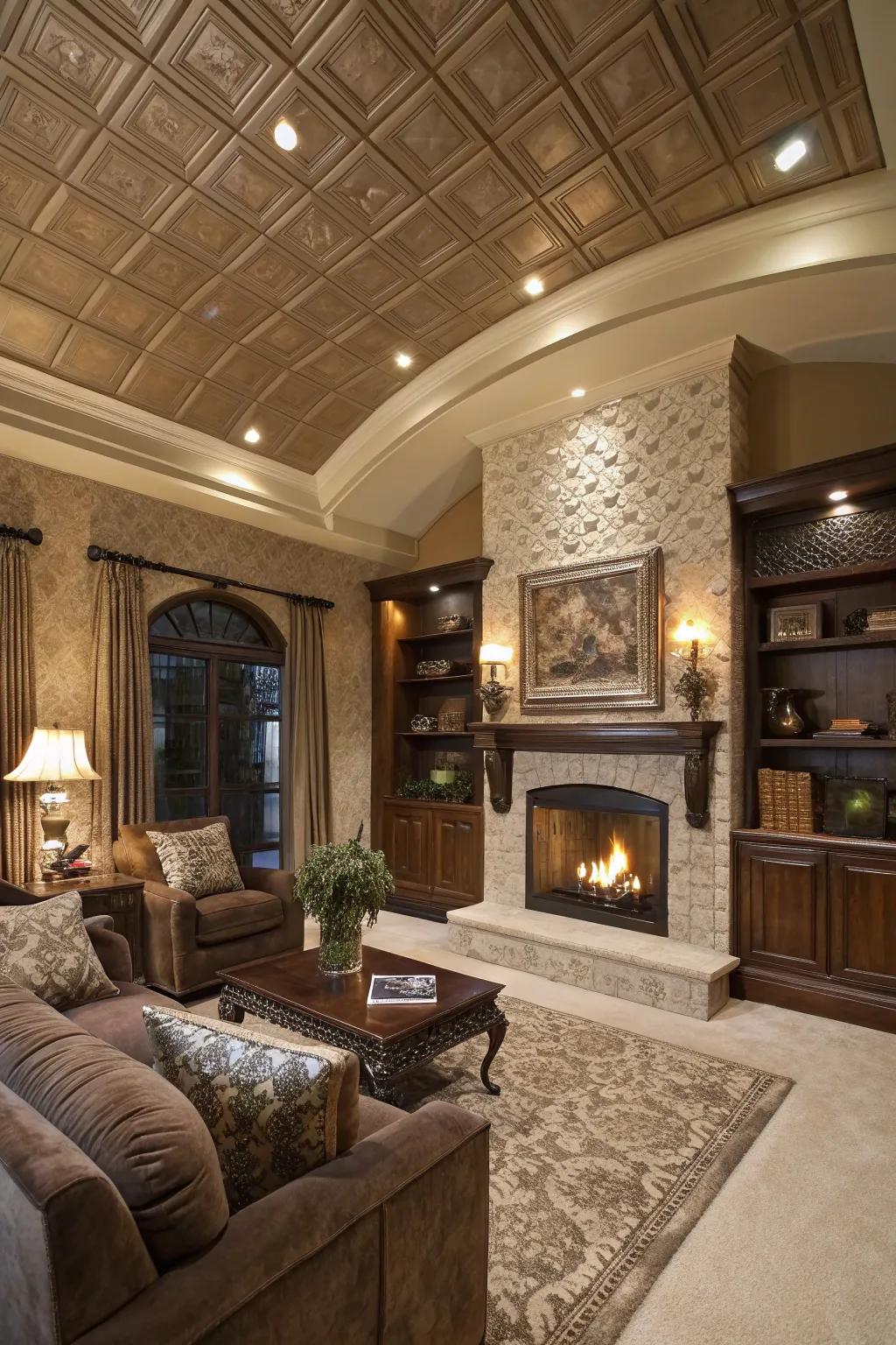 Faux panels add drama and height to your fireplace.