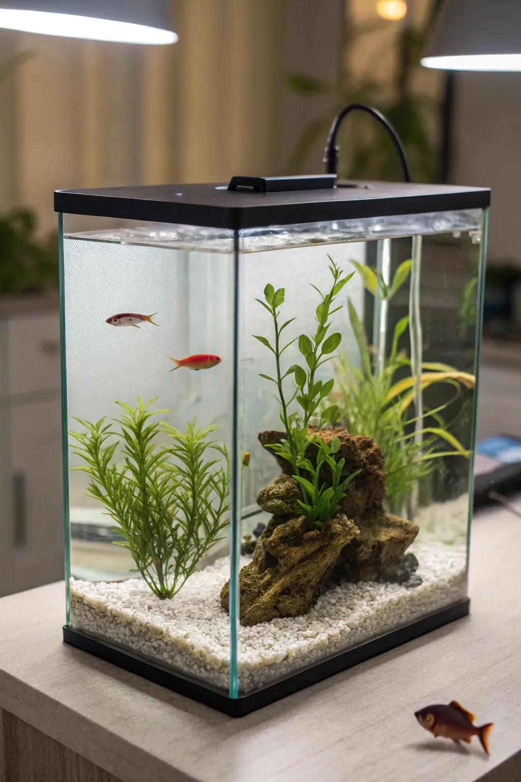 A beginner-suited aquarium configuration