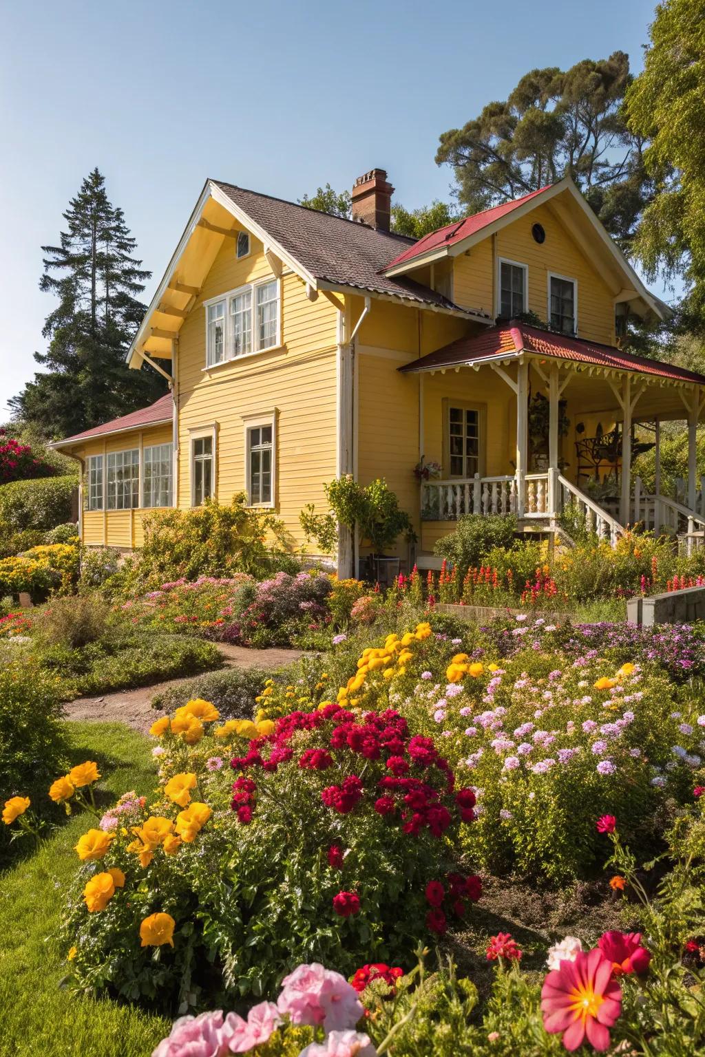 Yellow bases brighten any home’s exterior.