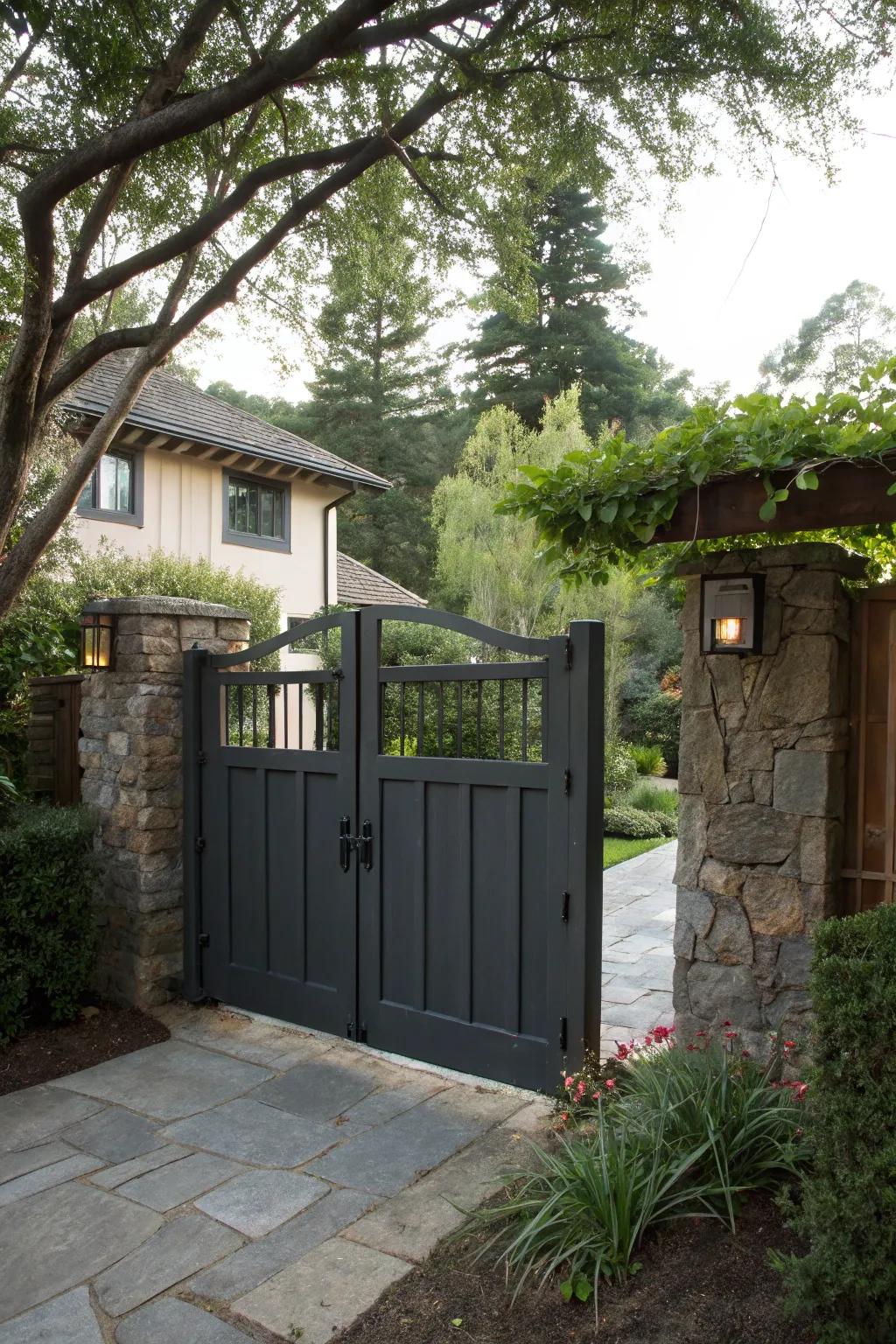 Solid panels guarantee privacy while upholding aesthetic standards.