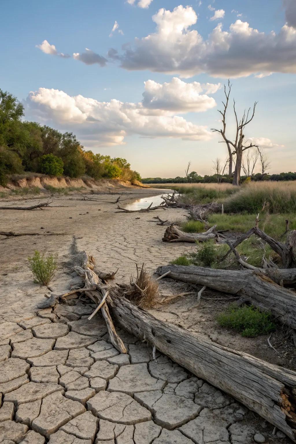 Weathered wood imparts an organic, artistic element to your dry creek bed.
