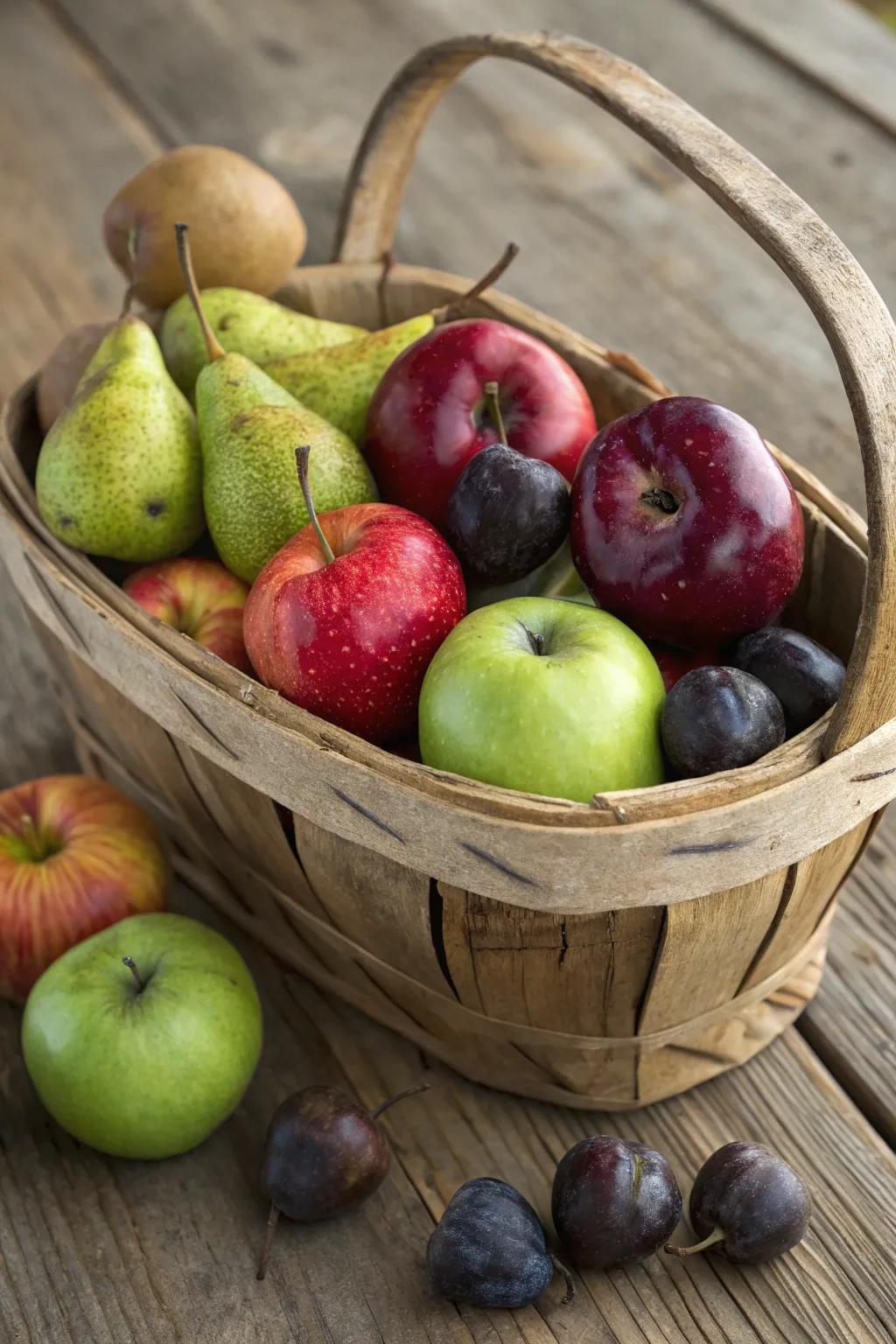 An alluring rustic fruit design, ideally suited for an inviting abode.