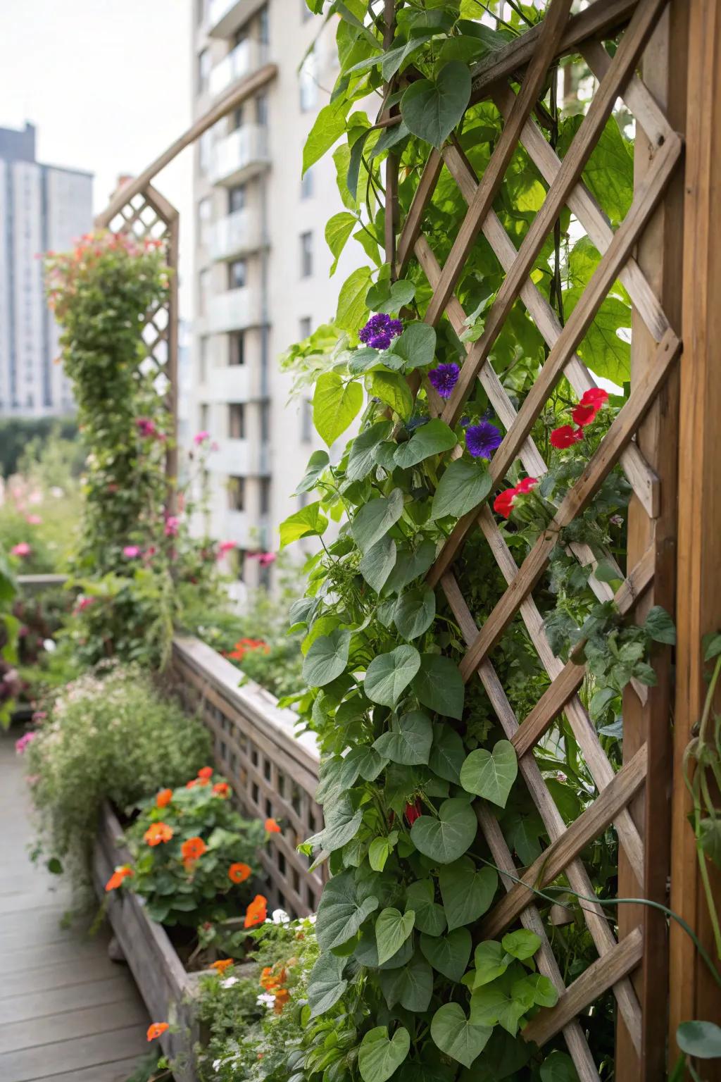 An innovative application of upright space with a lush green wall.
