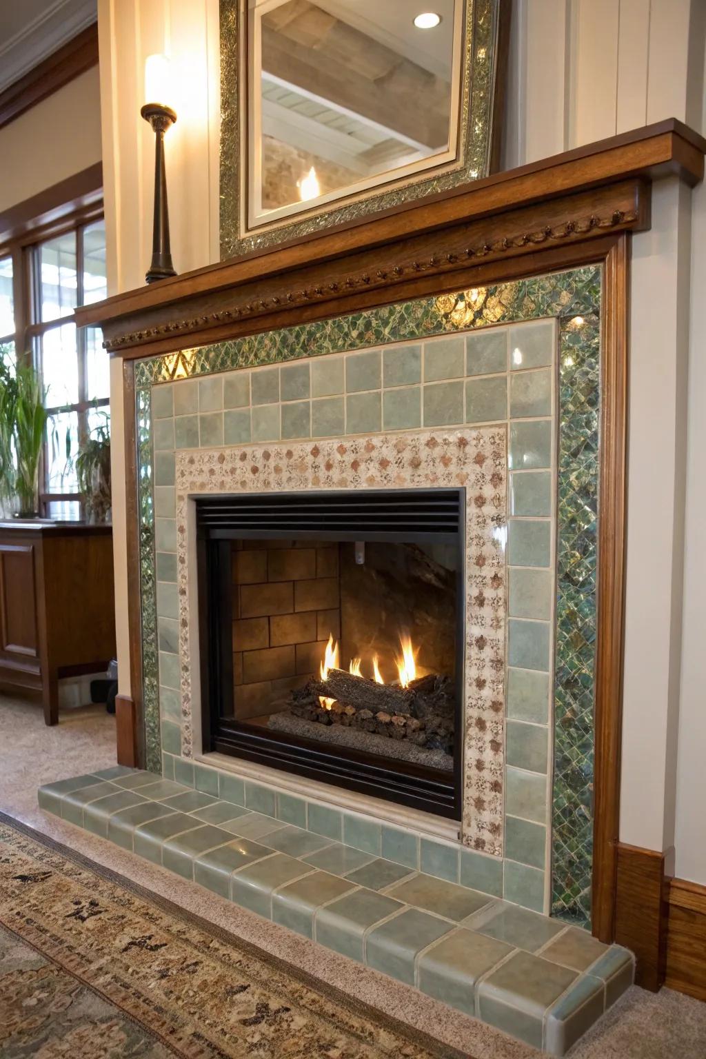 Glass tile borders transform tiles into striking artistic components.