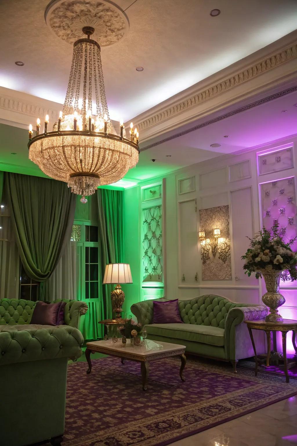 Lavish illumination enhancing the room's ambiance.