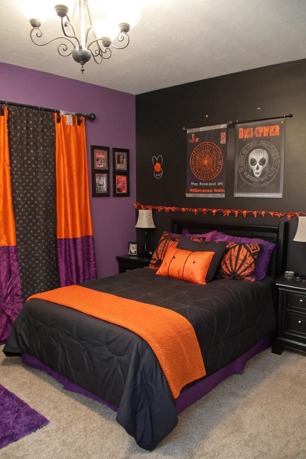A traditional Halloween palette establishes the perfect ambiance.