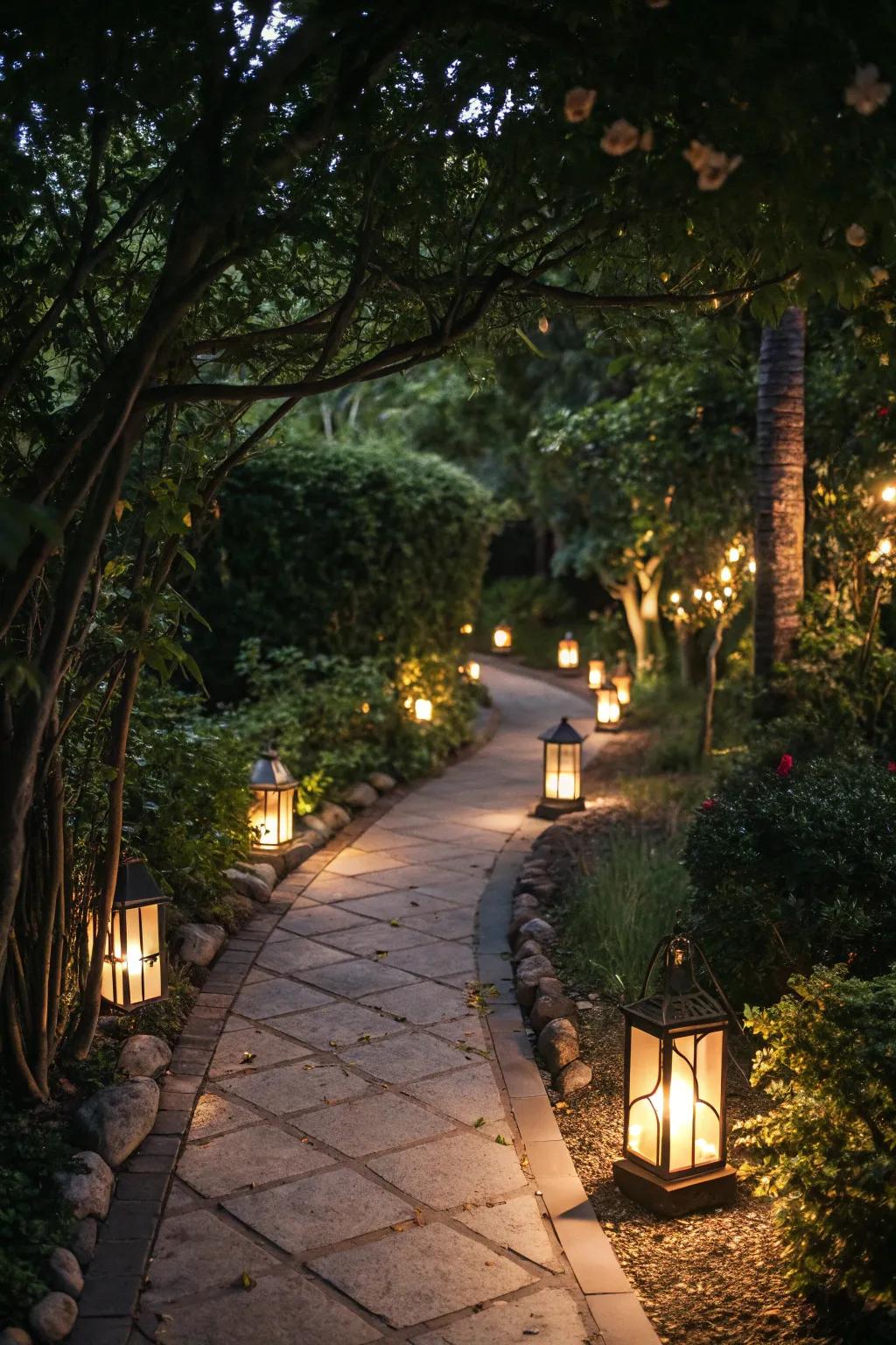 Lamps direct visitors with their uncanny illumination.