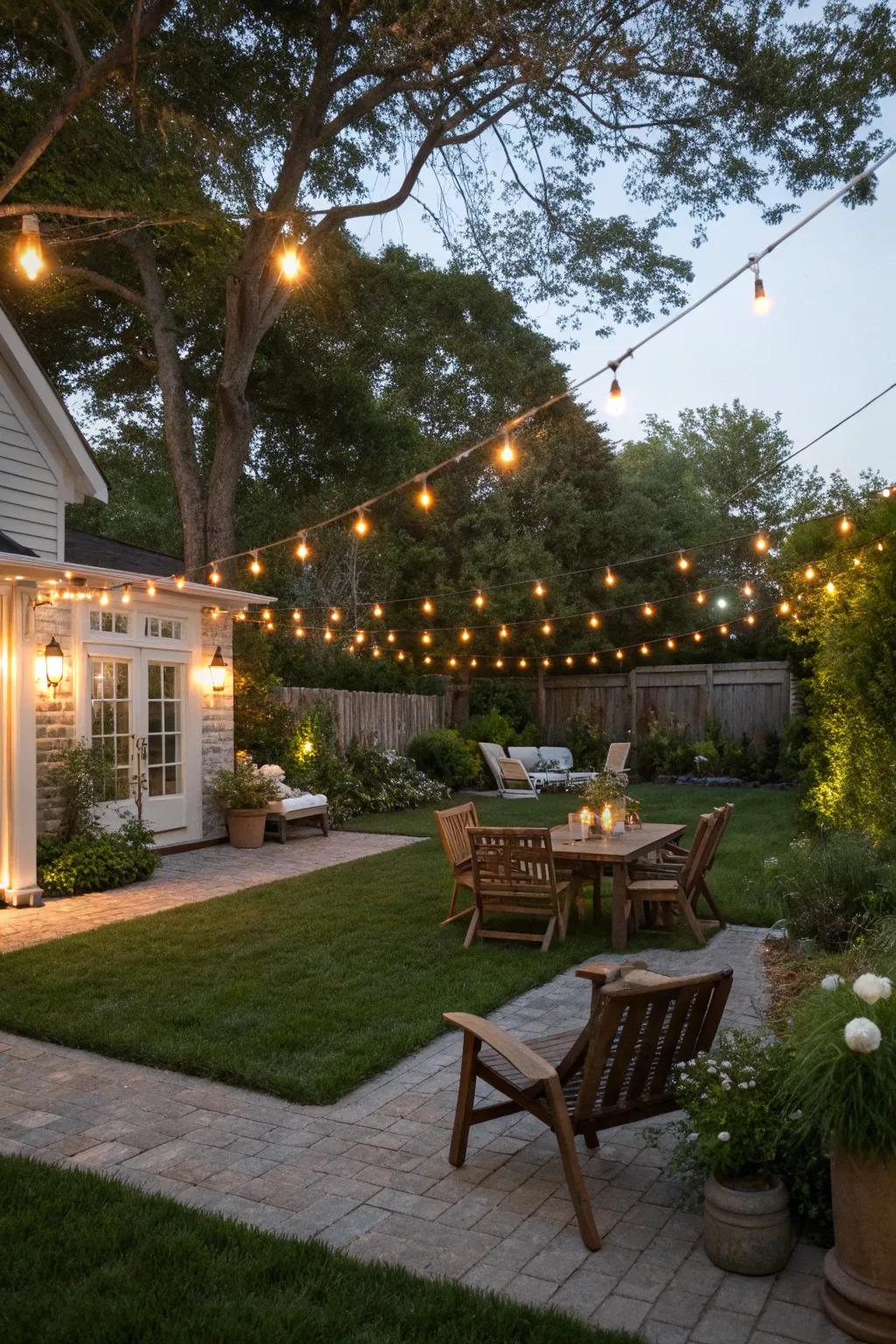 Ambient lighting enhances the allure and warmth of your backyard gatherings.