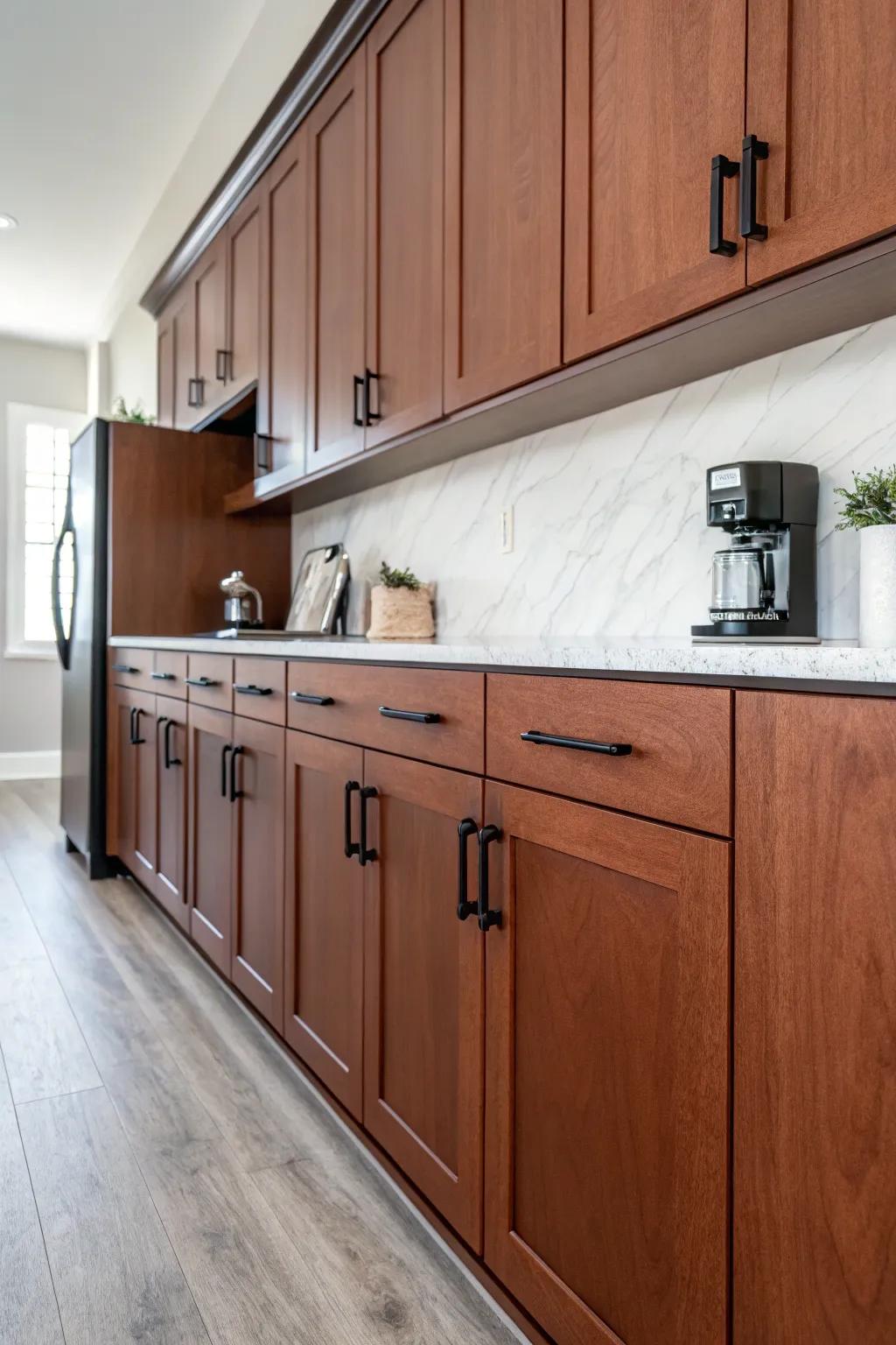 Minimalist dark shade hardware presents subtle sophistication.