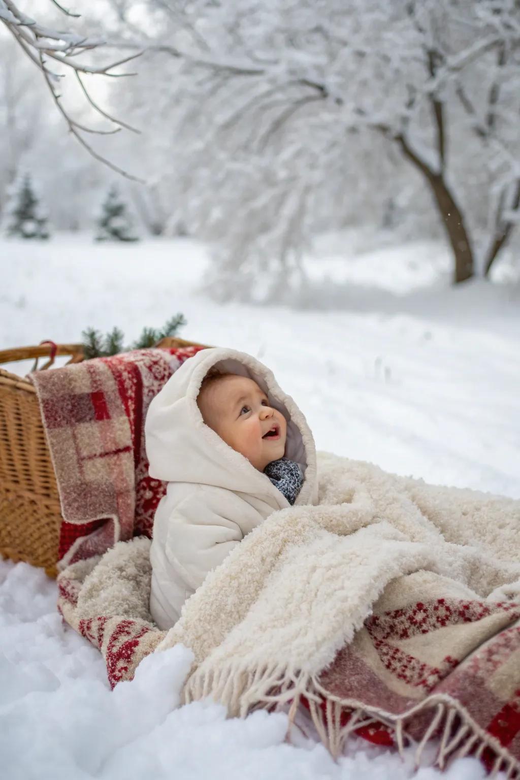 A snug frosted wonderland tailored for your baby's inaugural Christmas.
