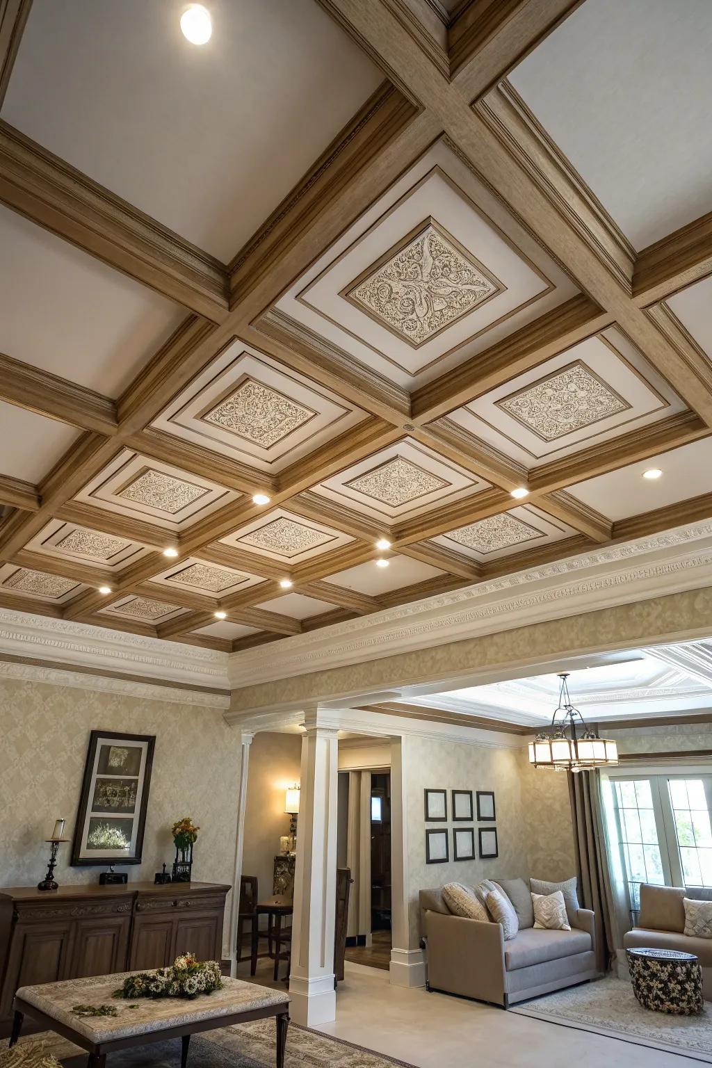 Room with a creatively transformed overhead surface.