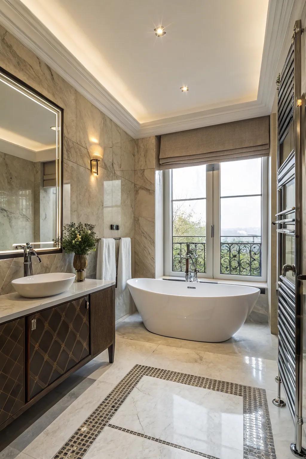 A tranquil and opulent bathroom retreat.
