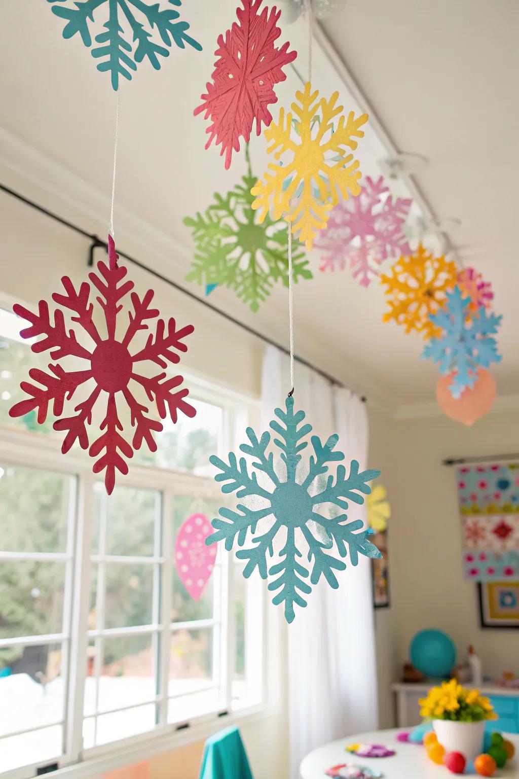 Inject a burst of color into your decor through radiant snowflakes.